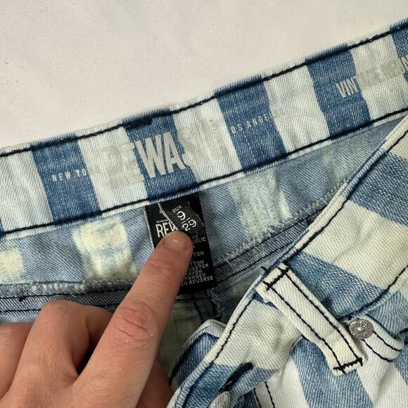 Rewash Blue & White Relaxed Denim Mini Skirt Sz 9/29 - Picture 3 of 6